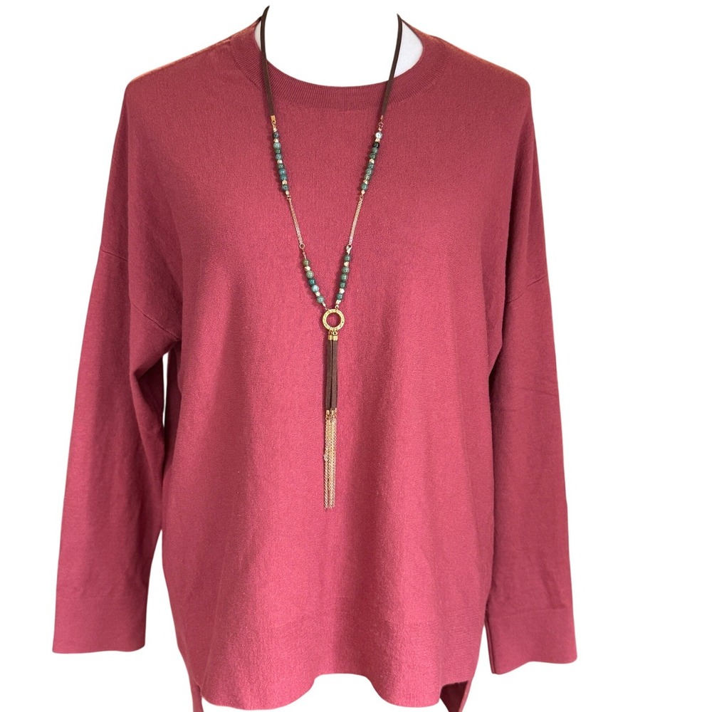 Eileen Fisher Sweater SP Wool Blend Boxy Lagenlook Crew Neck Drop Shoulder